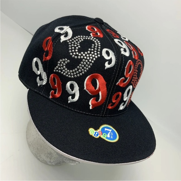 Gino Green Global Black Red White Studded 59FIFTY Hat - Picture 5 of 5